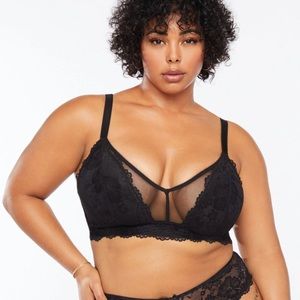 Savage X Fenty Black Floral Lace & Mesh Bralette